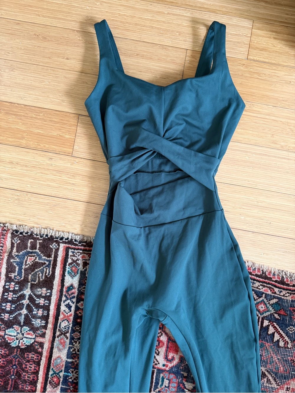 girlfriend collective Teal Twist-Front bodysuit - Picture 2 of 2